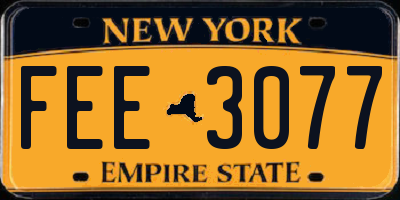 NY license plate FEE3077
