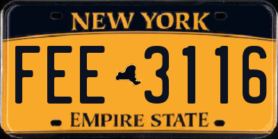 NY license plate FEE3116