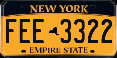NY license plate FEE3322