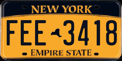 NY license plate FEE3418