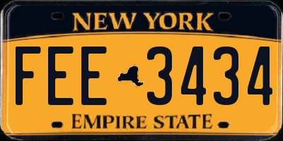 NY license plate FEE3434