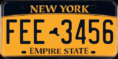 NY license plate FEE3456