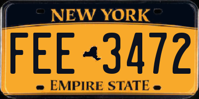 NY license plate FEE3472