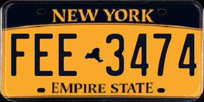 NY license plate FEE3474