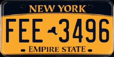 NY license plate FEE3496