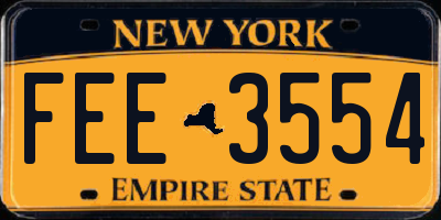 NY license plate FEE3554