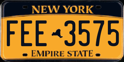 NY license plate FEE3575