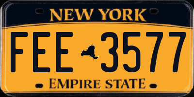 NY license plate FEE3577