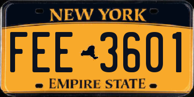 NY license plate FEE3601