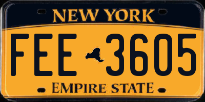 NY license plate FEE3605