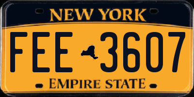 NY license plate FEE3607