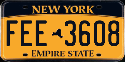 NY license plate FEE3608