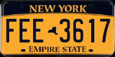NY license plate FEE3617