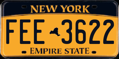 NY license plate FEE3622