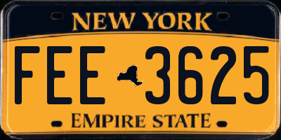 NY license plate FEE3625