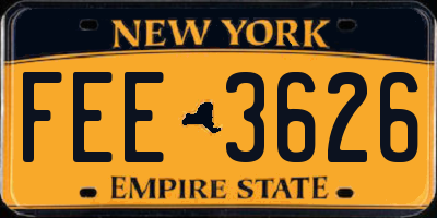 NY license plate FEE3626