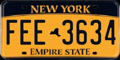 NY license plate FEE3634