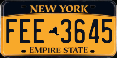 NY license plate FEE3645