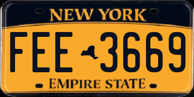 NY license plate FEE3669