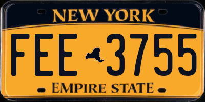 NY license plate FEE3755
