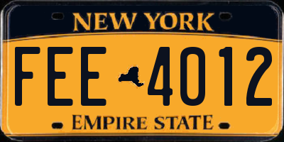 NY license plate FEE4012
