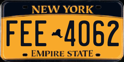 NY license plate FEE4062