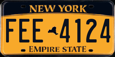 NY license plate FEE4124