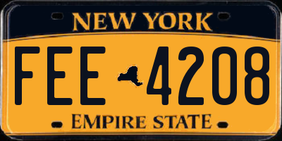 NY license plate FEE4208