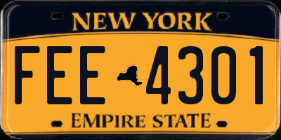 NY license plate FEE4301
