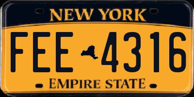 NY license plate FEE4316