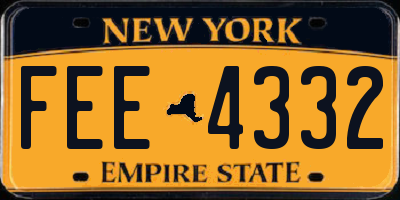 NY license plate FEE4332