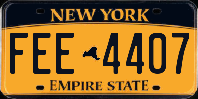 NY license plate FEE4407