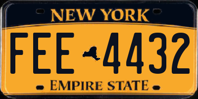 NY license plate FEE4432