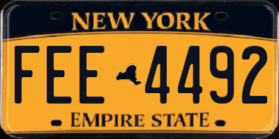 NY license plate FEE4492