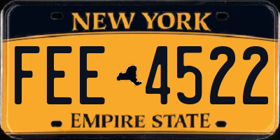NY license plate FEE4522