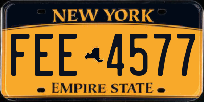 NY license plate FEE4577