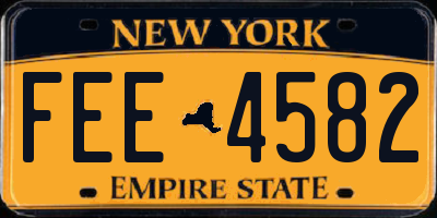 NY license plate FEE4582