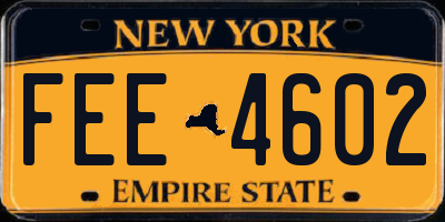 NY license plate FEE4602