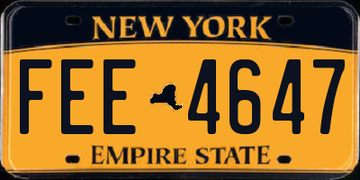 NY license plate FEE4647