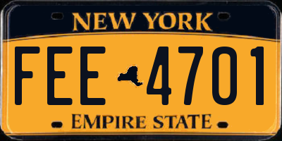 NY license plate FEE4701