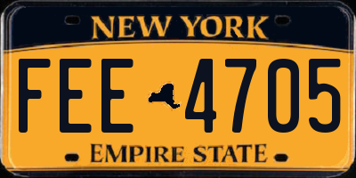 NY license plate FEE4705