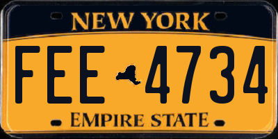 NY license plate FEE4734