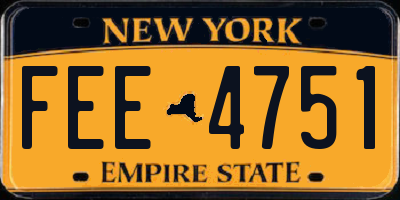 NY license plate FEE4751