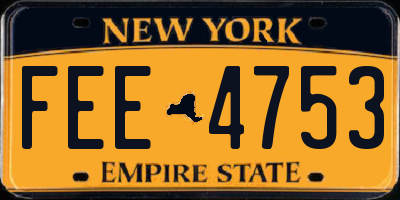NY license plate FEE4753