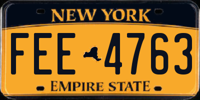 NY license plate FEE4763