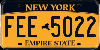 NY license plate FEE5022