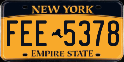 NY license plate FEE5378