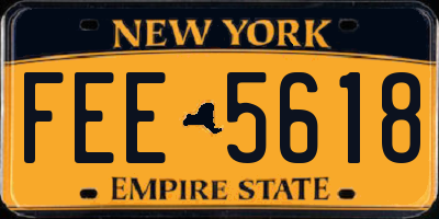 NY license plate FEE5618