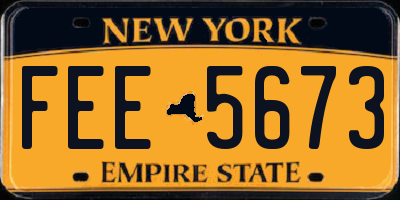 NY license plate FEE5673