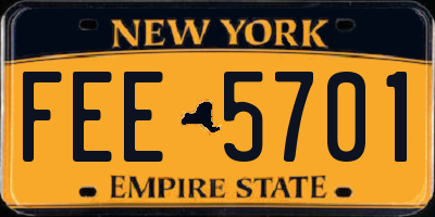 NY license plate FEE5701